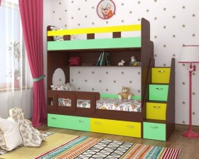 Детская двухъярусная кровать Юниор-1 Белый/Синий Распродажа в Твери - tver.katalogmebeli.com | фото 4