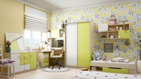 Детская комната Эппл (Зеленый/Белый/корпус Клен) в Твери - tver.katalogmebeli.com | фото