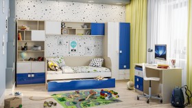 Детская комната Скай Люкс (Синий/Белый/корпус Клен) в Твери - tver.katalogmebeli.com | фото