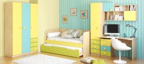 Детская комната Смайли (Желтый/Голубой/Зеленый/корпус Клен) в Твери - tver.katalogmebeli.com | фото