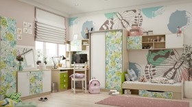 Детская комната Твит (Белый/Зеленый/корпус Клен) в Твери - tver.katalogmebeli.com | фото