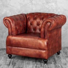 Кресло кожаное Лофт Честер-Нью (Коричневый) в Твери - tver.katalogmebeli.com | фото