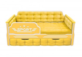 Кровать 170 серии Спорт 2 ящика 74 Жёлтый (мягкие боковые накладки) в Твери - tver.katalogmebeli.com | фото
