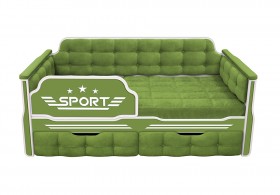 Кровать 170 серии Спорт 2 ящика 76 Зелёный (мягкие боковые накладки) в Твери - tver.katalogmebeli.com | фото