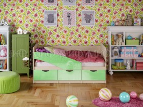 Кровать Бабочки 1,6м (Салатовый металлик) в Твери - tver.katalogmebeli.com | фото