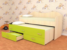 Кровать детская Нимфа двухместная 2.0 Дуб молочный/Лайм в Твери - tver.katalogmebeli.com | фото