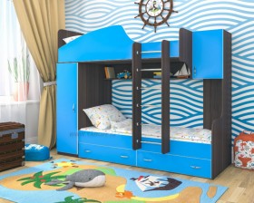 Кровать двухъярусная Юниор-2 Бодего/Голубой в Твери - tver.katalogmebeli.com | фото
