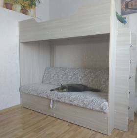 Кровать двухъярусная с диваном (Беленый дуб) в Твери - tver.katalogmebeli.com | фото