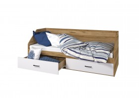 Кровать Лайт 800 с ящиками (Крафт золотой/Белый) в Твери - tver.katalogmebeli.com | фото