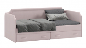 Кровать с мягкой обивкой и ящиками «Кантри» Тип 1 (900) (Велюр пудровый) в Твери - tver.katalogmebeli.com | фото