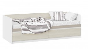 Кровать «Сканди» с 2 ящиками Дуб Гарден/Белый/Глиняный серый в Твери - tver.katalogmebeli.com | фото