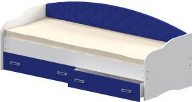 Кровать Софа-7 с мягкой спинкой (800х1900) Белый/Синий в Твери - tver.katalogmebeli.com | фото