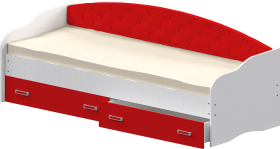 Кровать Софа-8 с мягкой спинкой (900х1900) Белый/Красный в Твери - tver.katalogmebeli.com | фото