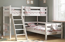 Кровать Соня вариант 8 угловая с наклонной лестницей Белый полупрозрачный в Твери - tver.katalogmebeli.com | фото