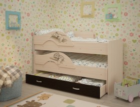 Кровать выкатная Радуга-Сафари детская 1600 Млечный дуб/Венге в Твери - tver.katalogmebeli.com | фото