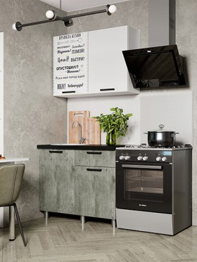 Кухня Ева 1.0 (белый/цемент светлый, фотопечать Правила дома) в Твери - tver.katalogmebeli.com | фото