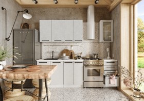 Кухонный гарнитур Нувель 1800мм белый/бетон белый в Твери - tver.katalogmebeli.com | фото