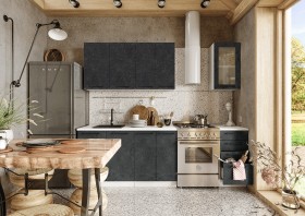 Кухонный гарнитур Нувель 1800мм белый/бетон черный в Твери - tver.katalogmebeli.com | фото