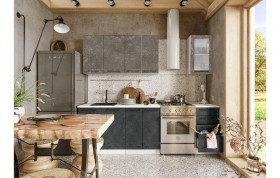 Кухонный гарнитур Нувель 1800мм белый/бетон коричневый/бетон черный в Твери - tver.katalogmebeli.com | фото