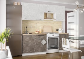 Кухонный гарнитур Нувель 2100мм белый/бетон коричневый в Твери - tver.katalogmebeli.com | фото