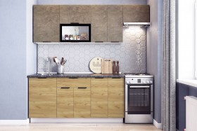 Кухонный гарнитур Стоун 2.2 (белый/камень темно-серый/акация светлая) в Твери - tver.katalogmebeli.com | фото