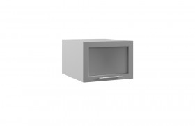 Квадро ГПГС 500 шкаф верхний горизонтальный глубокий со стеклом (Ваниль кожа/корпус Серый) в Твери - tver.katalogmebeli.com | фото