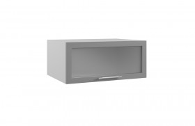 Квадро ГПГС 800 шкаф верхний горизонтальный глубокий со стеклом (Ваниль кожа/корпус Серый) в Твери - tver.katalogmebeli.com | фото