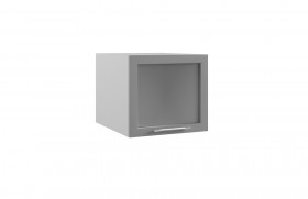 Квадро ГВПГС 500 шкаф верхний горизонтальный глубокий со стеклом высокий (Ваниль кожа/корпус Серый) в Твери - tver.katalogmebeli.com | фото