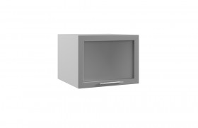Квадро ГВПГС 600 шкаф верхний горизонтальный глубокий со стеклом высокий (Ваниль кожа/корпус Серый) в Твери - tver.katalogmebeli.com | фото