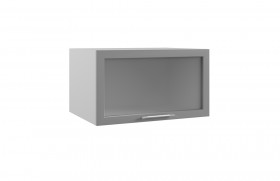 Квадро ГВПГС 800 шкаф верхний горизонтальный глубокий со стеклом высокий (Ваниль кожа/корпус Серый) в Твери - tver.katalogmebeli.com | фото