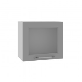 Квадро ВПГС 500 шкаф верхний горизонтальный со стеклом высокий (Ваниль кожа/корпус Серый) в Твери - tver.katalogmebeli.com | фото