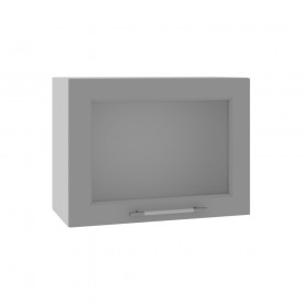 Квадро ВПГС 600 шкаф верхний горизонтальный со стеклом высокий (Ваниль кожа/корпус Серый) в Твери - tver.katalogmebeli.com | фото