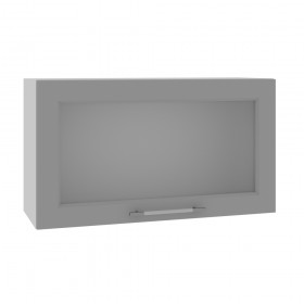 Квадро ВПГС 800 шкаф верхний горизонтальный со стеклом высокий (Ваниль кожа/корпус Серый) в Твери - tver.katalogmebeli.com | фото