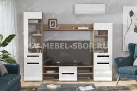 Мебель для гостиной МГС 6 (Исполнение 1/Дуб золотой/Белый глянец) в Твери - tver.katalogmebeli.com | фото 1