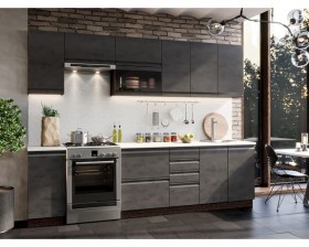 Модульная кухня Бруклин 2,8 м (Бетон черный/Венге) в Твери - tver.katalogmebeli.com | фото 1