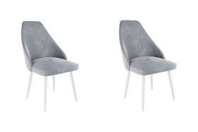 Набор стульев Милан 2 шт (серый велюр/белый) в Твери - tver.katalogmebeli.com | фото