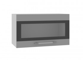 Норд ШВГС 600 Шкаф верхний горизонтальный со стеклом (Софт черный/корпус Венге) в Твери - tver.katalogmebeli.com | фото