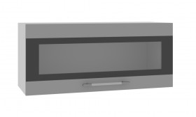 Норд ШВГС 800 Шкаф верхний горизонтальный со стеклом (Софт черный/корпус Венге) в Твери - tver.katalogmebeli.com | фото