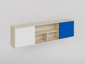 Полка между шкафами 1660 Скай люкс (Синий/Белый/корпус Клен) в Твери - tver.katalogmebeli.com | фото