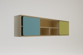 Полка между шкафами 1660 Смайли (Голубой/Зеленый/корпус Клен) в Твери - tver.katalogmebeli.com | фото