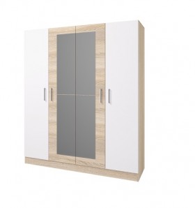 Шкаф 4-х створчатый Леси с зеркалом (Сонома/Белый) в Твери - tver.katalogmebeli.com | фото