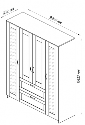 Шкаф четырехдверный Сириус с 2 зеркалами и 2 ящиками дуб сонома в Твери - tver.katalogmebeli.com | фото 3