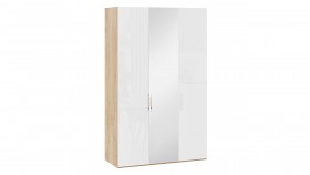 Шкаф комбинированный с 2 глухими и 1 зеркальной дверями правый «Эмбер» Яблоня Беллуно/Белый глянец в Твери - tver.katalogmebeli.com | фото