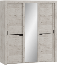 Шкаф трехдверный Соренто с раздвижными дверями Дуб бонифаций/Кофе структурный матовый в Твери - tver.katalogmebeli.com | фото