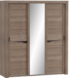 Шкаф трехдверный Соренто с раздвижными дверями Дуб стирлинг/Кофе структурный матовый в Твери - tver.katalogmebeli.com | фото
