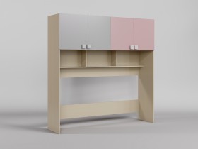 Система хранения над кроватью Грэйси (Розовый/Серый/корпус Клен) в Твери - tver.katalogmebeli.com | фото