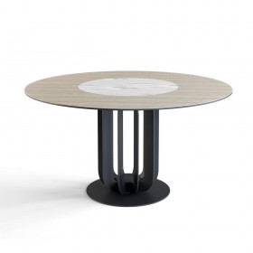Стол круглый Rotor (160), шпон + керамика светлая в Твери - tver.katalogmebeli.com | фото
